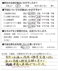 当初の水漏れ修理の概算見積に対し、追加依頼の概算全額を含めて、事前に連絡がほしかった。