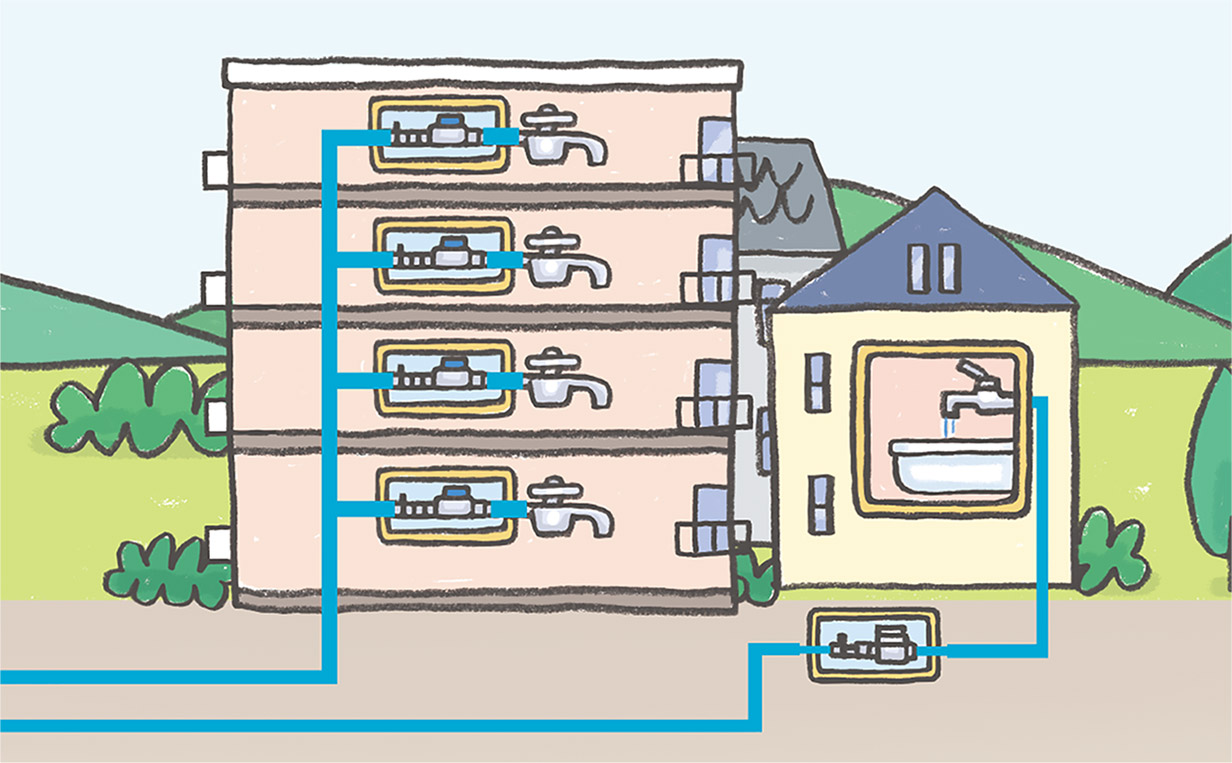 A直結給水切替工事イラスト