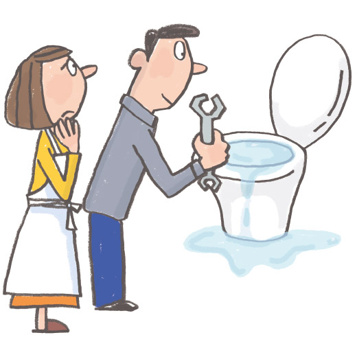 水まわり故障の現場を確認イラスト