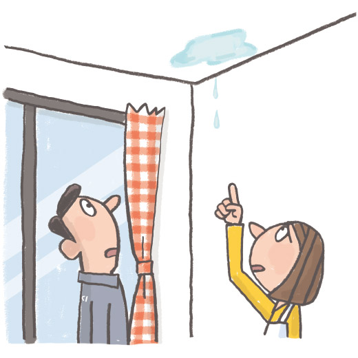 水漏れの現場を確認イラスト