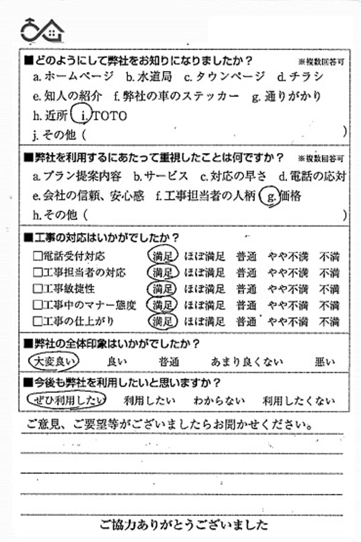 お客様の声 No403580